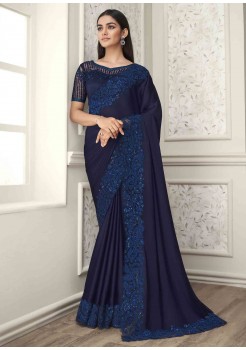 Blue Soft Silk Designer Saree